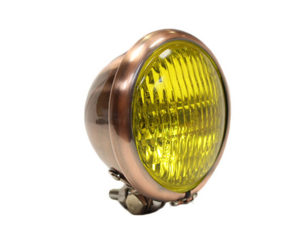 Motorcycle Supply Co. - Copper 4.5" Headlight - Yellow Lens