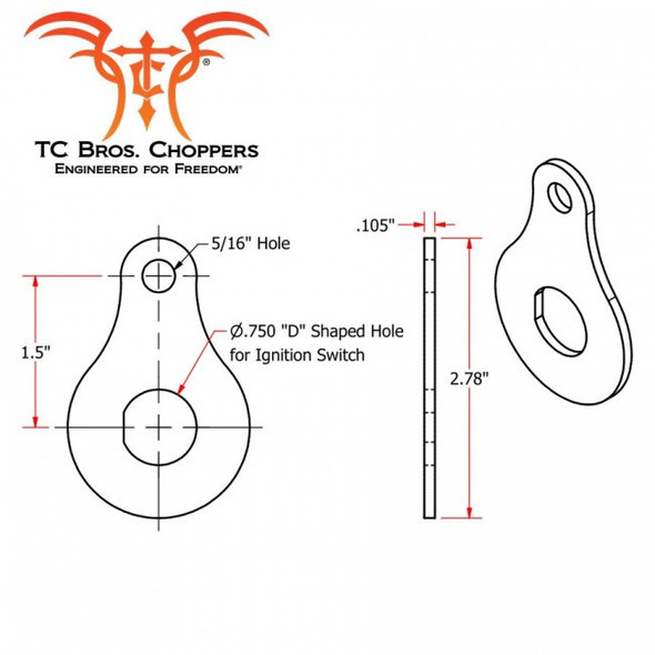 TC Bros Choppers - Bolt On Ignition Switch Mounting Tab - 3/4"
