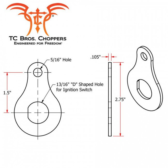 TC Bros Choppers - Bolt On Ignition Switch Mounting Tab - 13/16"