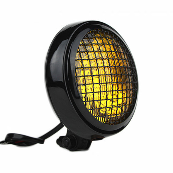 Motorcycle Supply Co. - Slim Caged 5" Black Headlight - Amber Lens