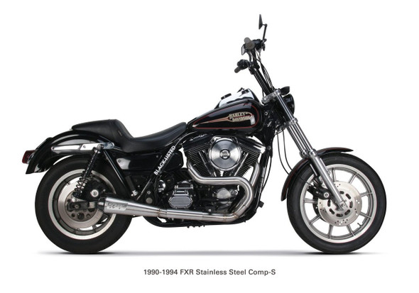Two Brothers Racing - 2-into-1 Comp-S Exhaust -Stainless w/ Carbon Fiber Tip - fits '90-'94 FXR