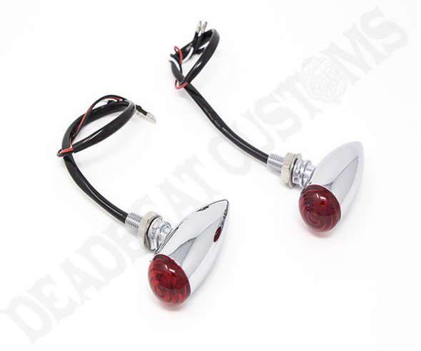 Motorcycle Supply Co. - Speeder Turn Signals Standard Bulb Chrome Red Lens