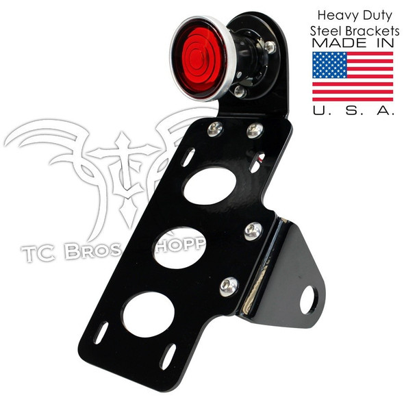 TC Bros Choppers - Two Inch Round Bobber Tail Light License Plate Bracket