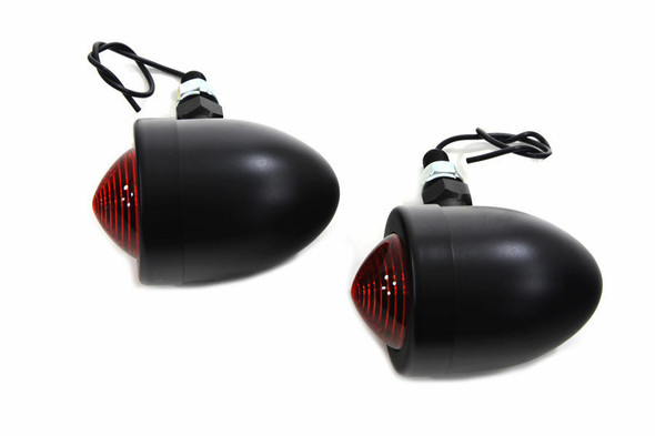 V-Twin Marker Lamp Set with Red Lens Single Stem - Black