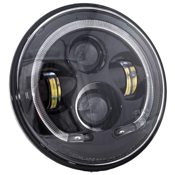  Letric Lighting Co. - Black 7" Premium LED Headlight W/ Full-Halo for '14 & Up Indian Models (Exc. Scout and FTR Models) 