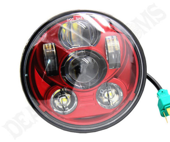  Motorcycle Supply Co. Red 5.75" LED Headlight 