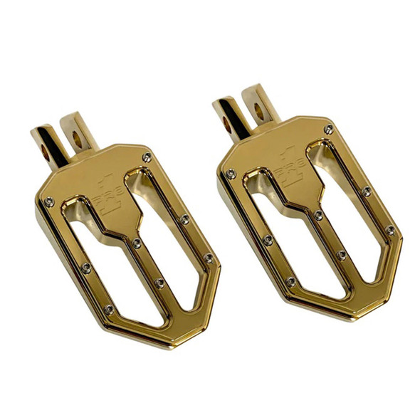  Pro-One - Gold Moto Billet Rider Footpegs fits M8 Softail & Pan America Models 