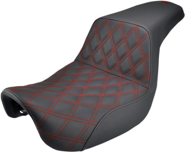 Saddlemen Seats Saddlemen - Step Up Diamond Red Stitch Seat - fits '06-'17 Dynas (see desc.) 